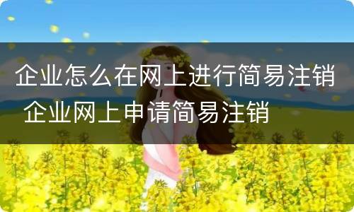 企业怎么在网上进行简易注销 企业网上申请简易注销
