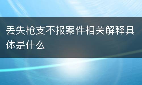 丢失枪支不报案件相关解释具体是什么