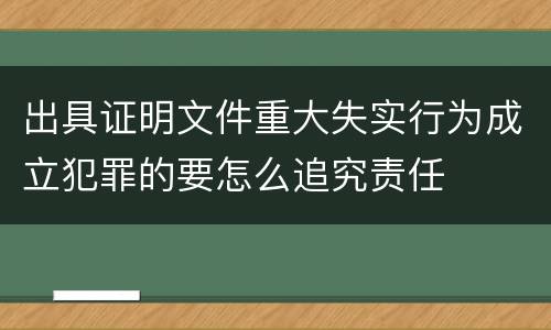 出具证明文件重大失实行为成立犯罪的要怎么追究责任