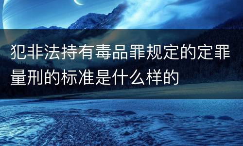 犯非法持有毒品罪规定的定罪量刑的标准是什么样的
