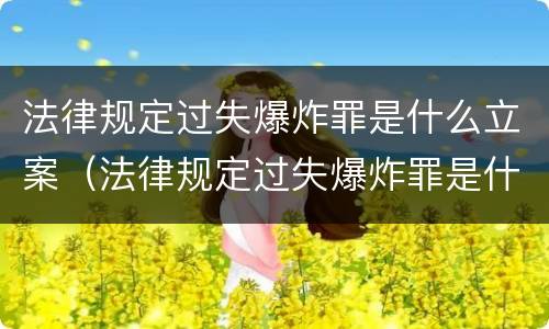 法律规定过失爆炸罪是什么立案（法律规定过失爆炸罪是什么立案的）