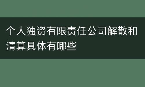 个人独资有限责任公司解散和清算具体有哪些