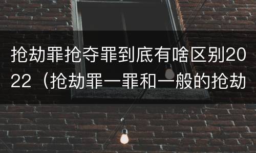 抢劫罪抢夺罪到底有啥区别2022（抢劫罪一罪和一般的抢劫罪）