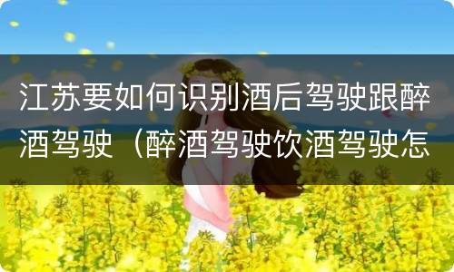 江苏要如何识别酒后驾驶跟醉酒驾驶（醉酒驾驶饮酒驾驶怎么区别）