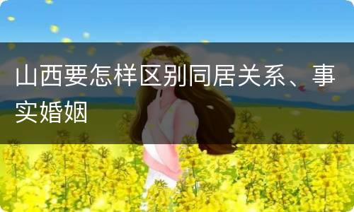山西要怎样区别同居关系、事实婚姻