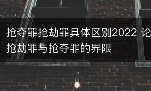 抢夺罪抢劫罪具体区别2022 论抢劫罪与抢夺罪的界限