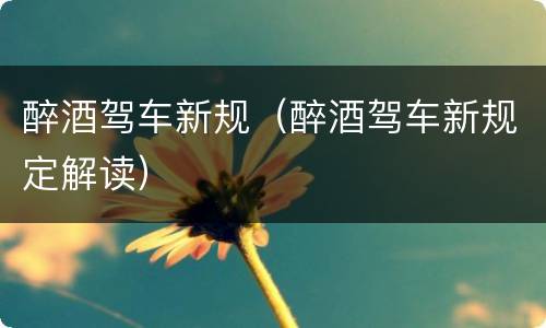 醉酒驾车新规（醉酒驾车新规定解读）