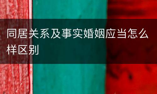 同居关系及事实婚姻应当怎么样区别