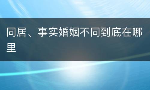 同居、事实婚姻不同到底在哪里