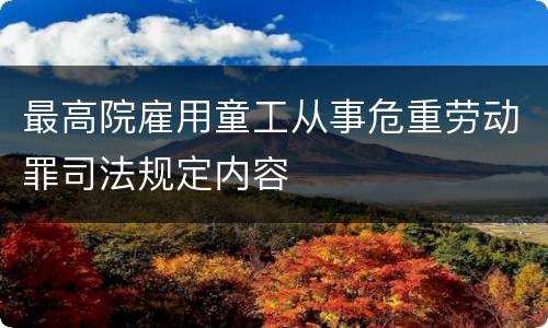 最高院雇用童工从事危重劳动罪司法规定内容