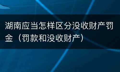湖南应当怎样区分没收财产罚金（罚款和没收财产）