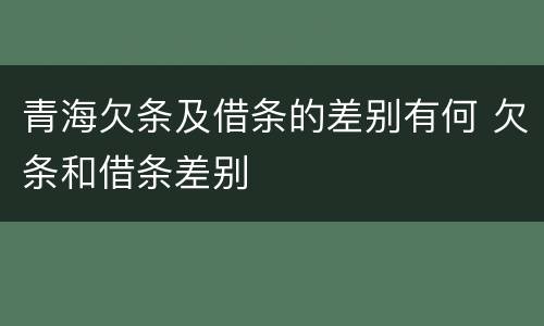 青海欠条及借条的差别有何 欠条和借条差别