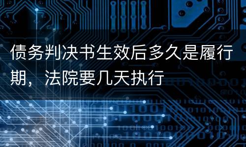 债务判决书生效后多久是履行期，法院要几天执行