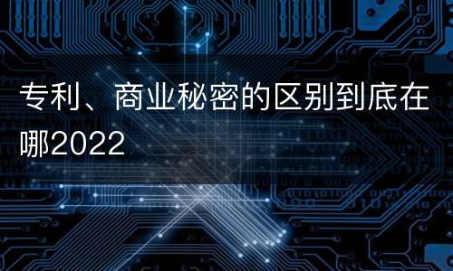 专利、商业秘密的区别到底在哪2022