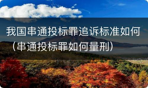 我国串通投标罪追诉标准如何（串通投标罪如何量刑）