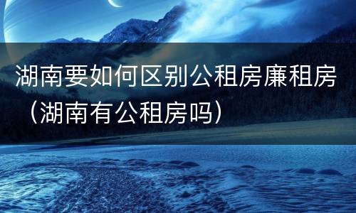 湖南要如何区别公租房廉租房（湖南有公租房吗）