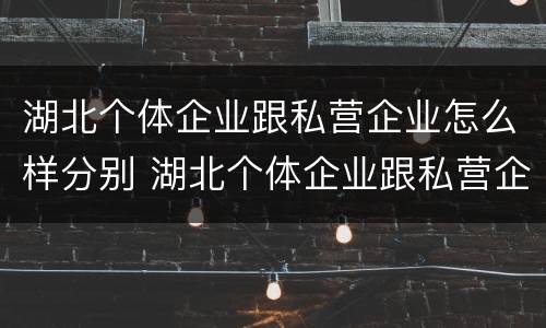 湖北个体企业跟私营企业怎么样分别 湖北个体企业跟私营企业怎么样分别交税