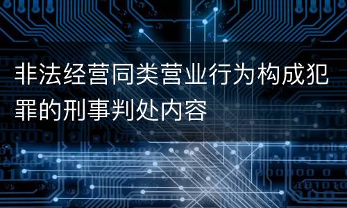 非法经营同类营业行为构成犯罪的刑事判处内容