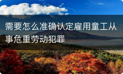需要怎么准确认定雇用童工从事危重劳动犯罪