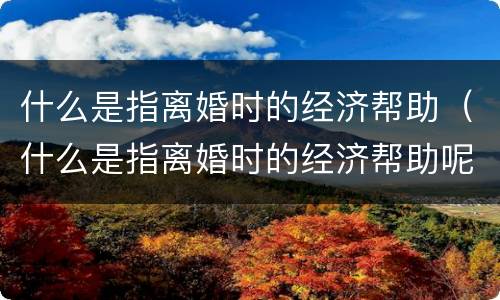 什么是指离婚时的经济帮助（什么是指离婚时的经济帮助呢）