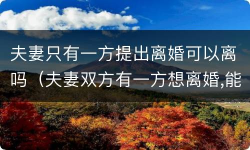 夫妻只有一方提出离婚可以离吗（夫妻双方有一方想离婚,能离吗?）