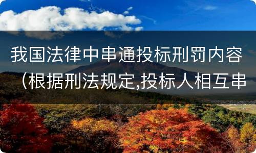 我国法律中串通投标刑罚内容（根据刑法规定,投标人相互串通投标）