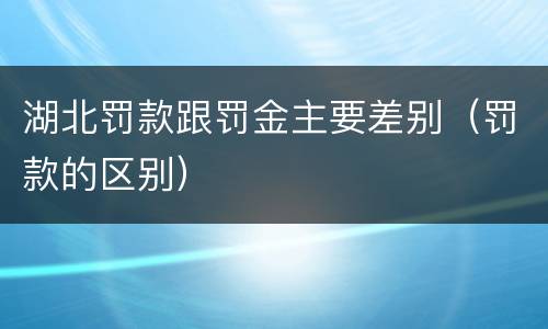 湖北罚款跟罚金主要差别（罚款的区别）