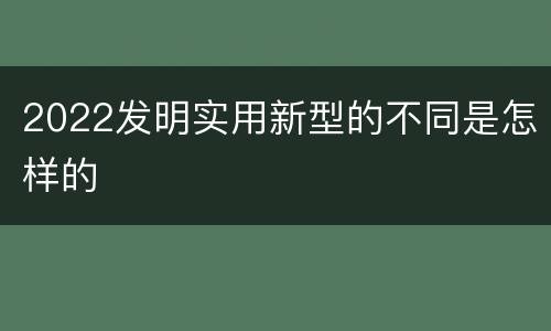 2022发明实用新型的不同是怎样的
