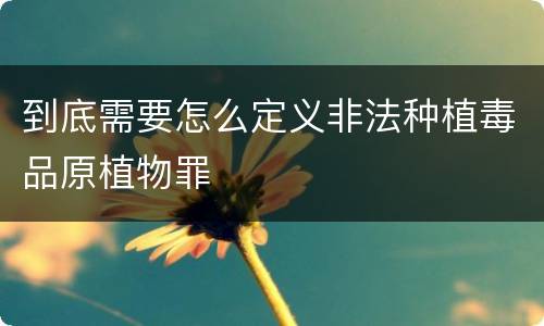 到底需要怎么定义非法种植毒品原植物罪