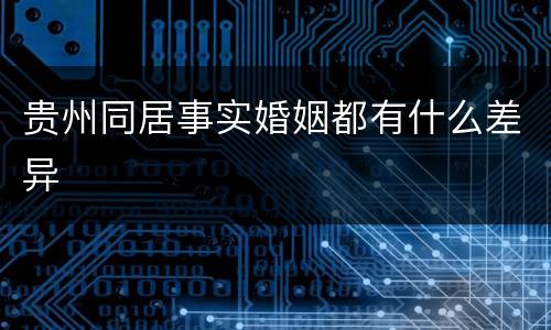 贵州同居事实婚姻都有什么差异