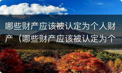 哪些财产应该被认定为个人财产（哪些财产应该被认定为个人财产呢）