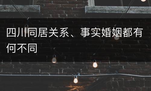 四川同居关系、事实婚姻都有何不同