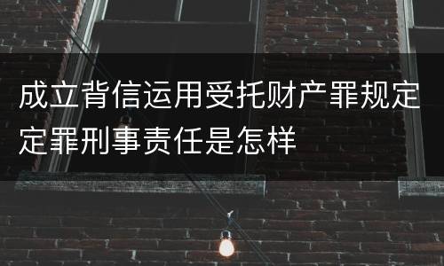 成立背信运用受托财产罪规定定罪刑事责任是怎样