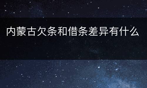 内蒙古欠条和借条差异有什么