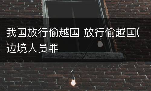 我国放行偷越国 放行偷越国(边境人员罪