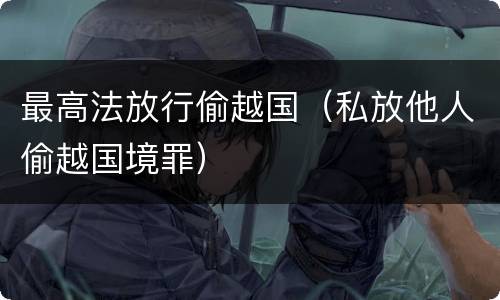 最高法放行偷越国（私放他人偷越国境罪）