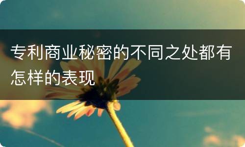 专利商业秘密的不同之处都有怎样的表现