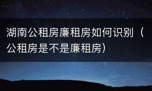 湖南公租房廉租房如何识别（公租房是不是廉租房）