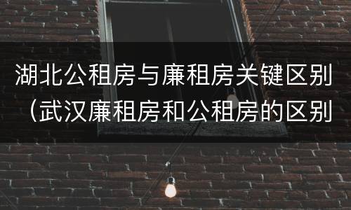 湖北公租房与廉租房关键区别（武汉廉租房和公租房的区别）