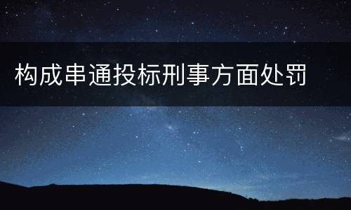 构成串通投标刑事方面处罚