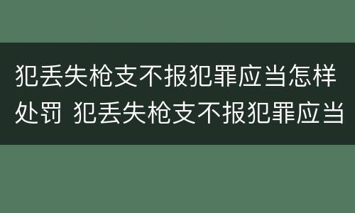 犯丢失枪支不报犯罪应当怎样处罚 犯丢失枪支不报犯罪应当怎样处罚他人
