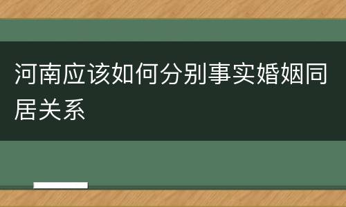 河南应该如何分别事实婚姻同居关系