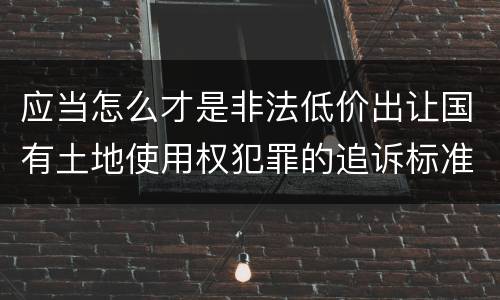 应当怎么才是非法低价出让国有土地使用权犯罪的追诉标准