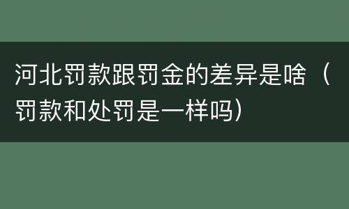 河北罚款跟罚金的差异是啥（罚款和处罚是一样吗）