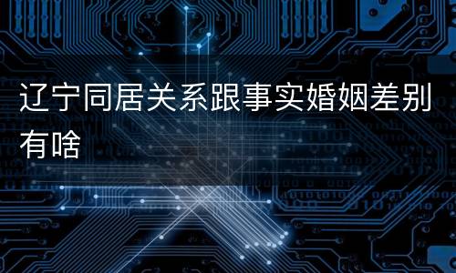 辽宁同居关系跟事实婚姻差别有啥