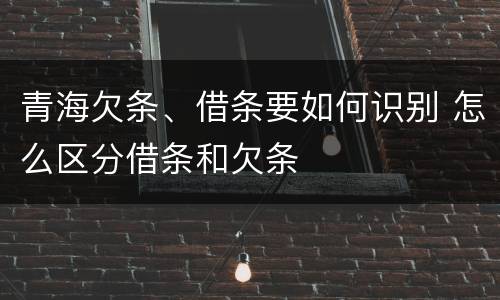 青海欠条、借条要如何识别 怎么区分借条和欠条