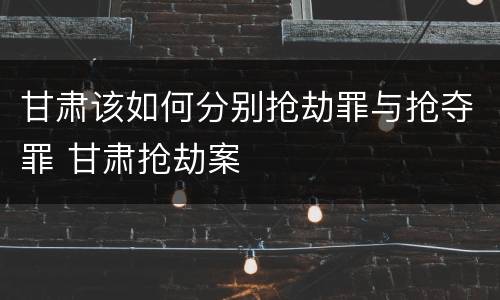 甘肃该如何分别抢劫罪与抢夺罪 甘肃抢劫案