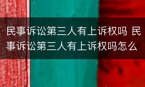 民事诉讼第三人有上诉权吗 民事诉讼第三人有上诉权吗怎么办