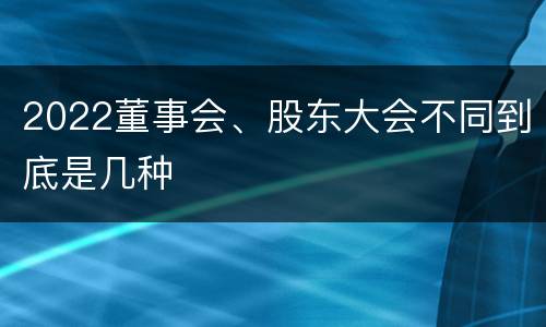 2022董事会、股东大会不同到底是几种