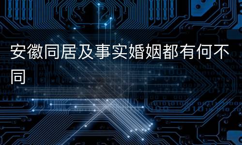 安徽同居及事实婚姻都有何不同